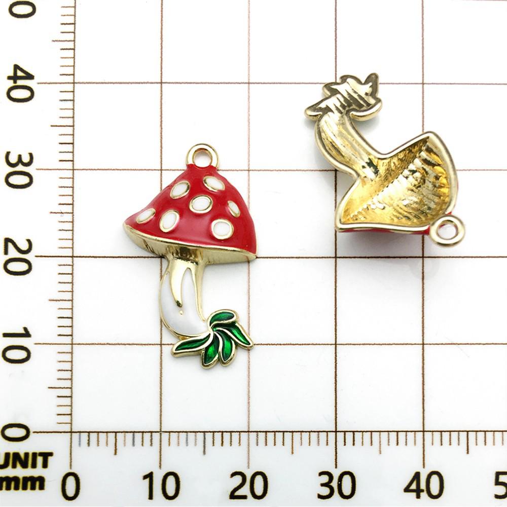 20 Colorful Cartoon House & Mushroom Enamel Alloy Charms for DIY Jewelry