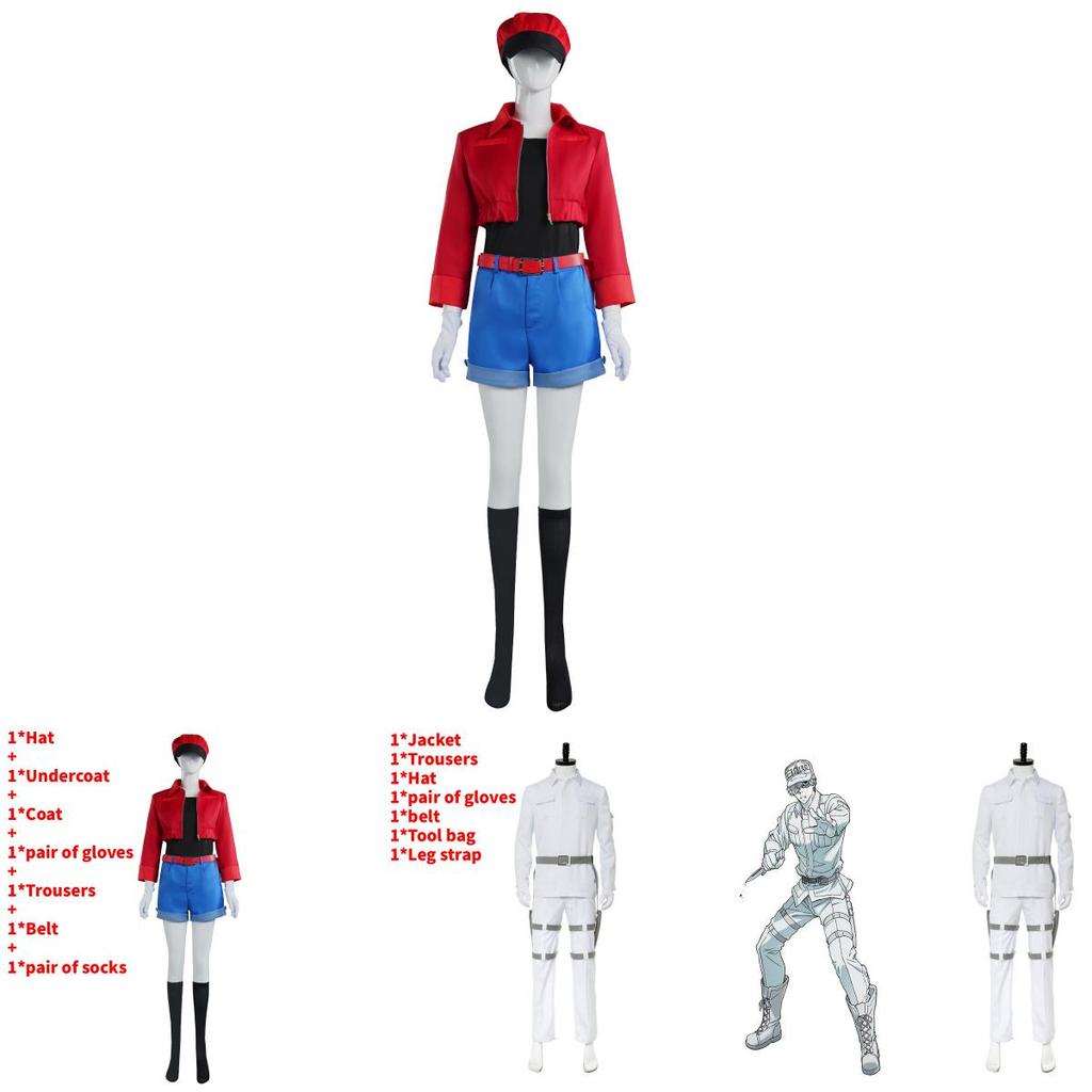 Cells At Work Red White Blood Cell Cosplay Outfit With Polyester Material For Game And Anime Character Role Play