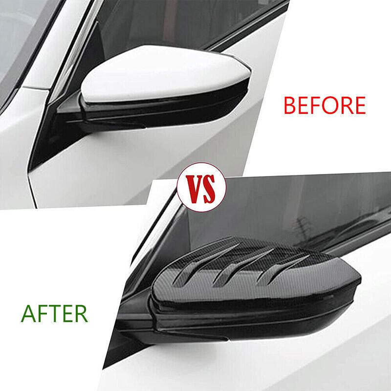 Side Wing Mirror Cap Cover Trim Carbon Fiber For 2016~2021 Honda Civic Hatchback