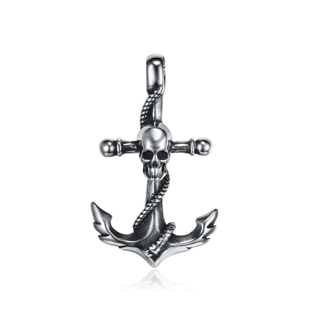 Schädel Anker Anhänger Halskette Charms Herren Damen Edelstahl Anhänger Punk Hip Hop Einzigartig für männliche Jungen Schmuck Geschenk