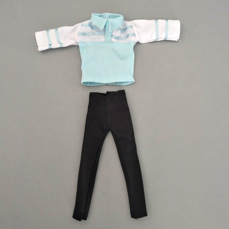 

1/6 Одежда для кукол для мальчиков, наряды для кукол Кена, красная, синяя рубашка и черные брюки, одежда для бойфренда Барби, куклы Кена-принца синий