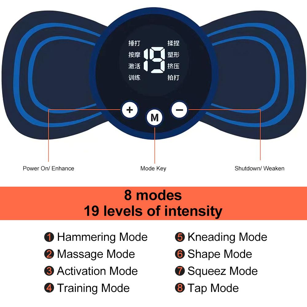 Mini Cervical Spine Patch Remote Control and Portable Massager with Patches for Full Body Massage with Multi-mode Adjustment