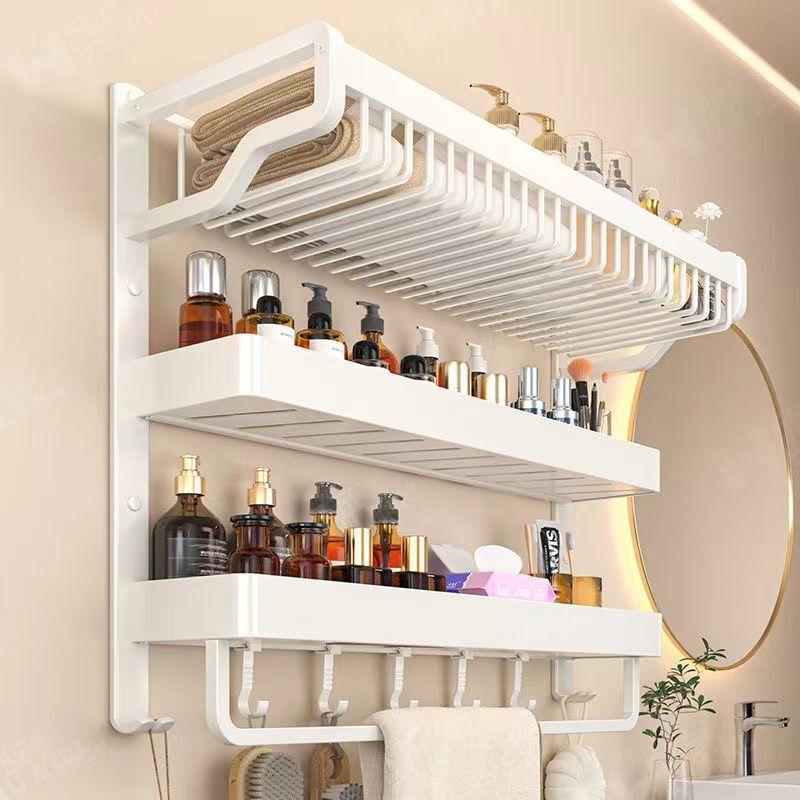 No-Drill Space Aluminum 3-Tier Towel Rack & Storage Shelf