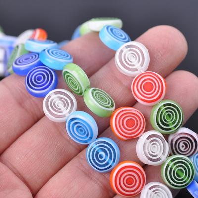 Flat Round Shape Mixed Circles Pattern 8mm 10mm 12mm Millefiori Glass Loose Beads for DIY Crafts Jewelry Making Findings