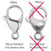 10pcs/lot Gold Mirror Polished 316L Stainless Steel Lobster Clasp 9-19mm Diy Jewelry Clasps for Necklace Bracelet Making