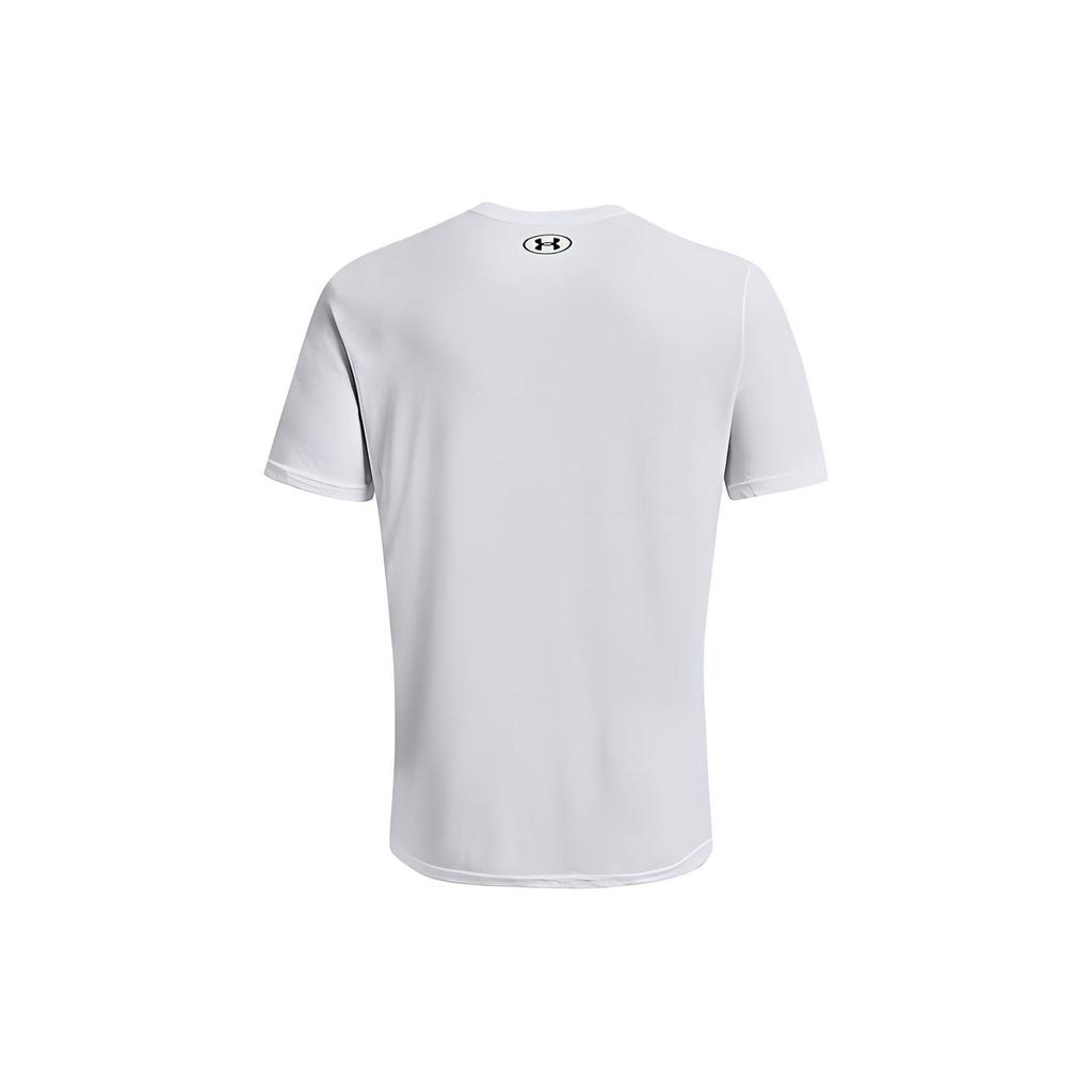 Under Armour Solid Color Round Neck Pullover Breathable Printed Short Sleeve T-Shirt Men Tops White 1370951-100
