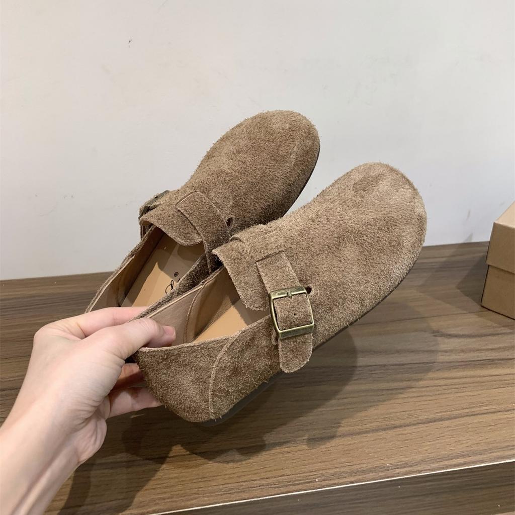 Platform shoes single shoes women's shoes 2025 new autumn and winter one-pedal loafers versatile Boken shoes