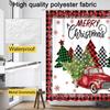 Merry Christmas Truck Shower Curtain  Buffalo Plaid Xmas Trees Home Bathroom Decorations Winter Snowflakes Farmhouse Bathtub