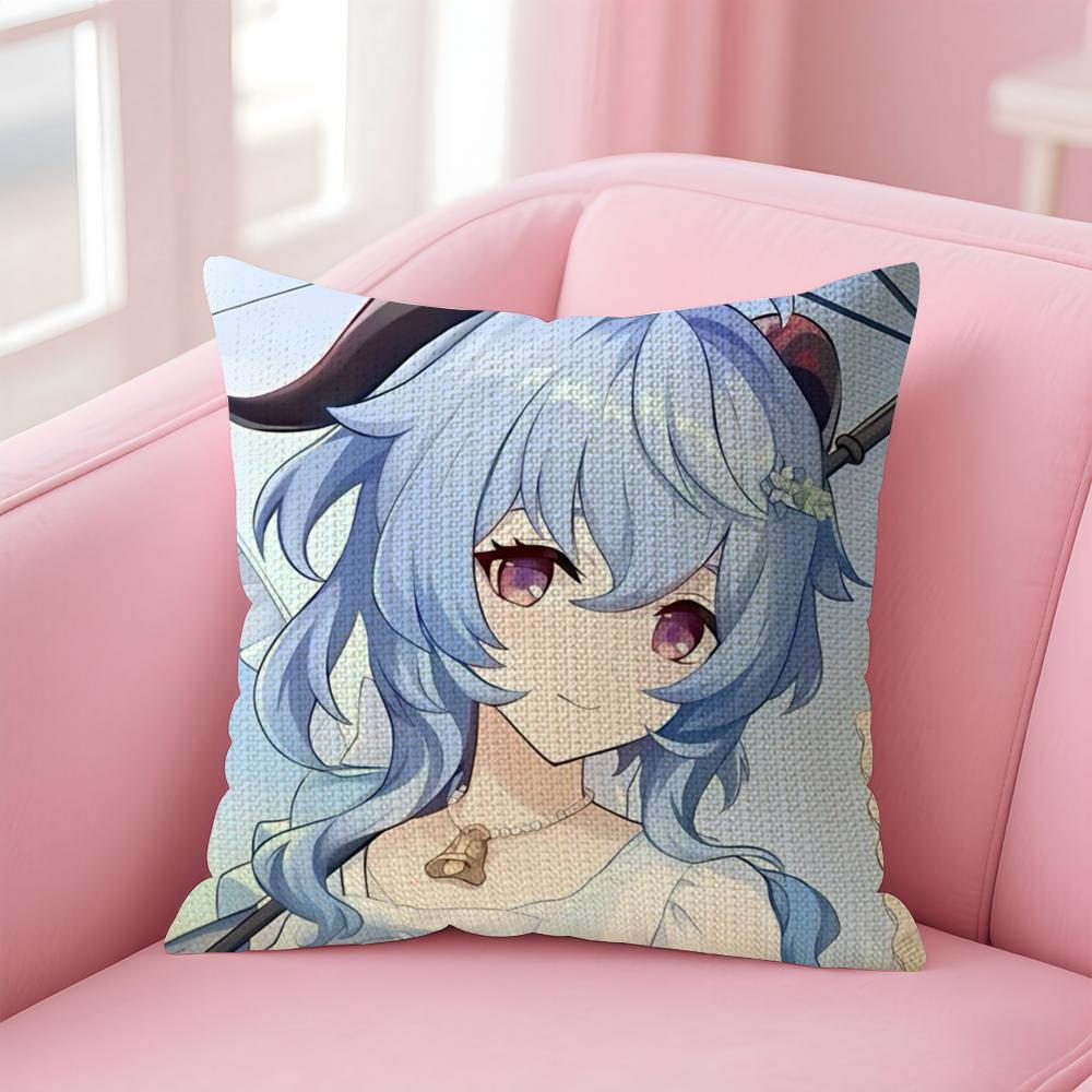 

Genshin Impact Ganyu Cushion Cover Natural Linen Pillow Case DoubleSided Print Decorative Sofa Pillowcase Home Decor Gift 30x30cm