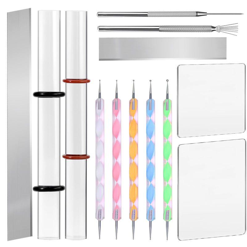 Polymer Clay Tools, Acrylic Clay Roller Pin, Polymer Clay Cutters Tools, Clear Rectangle Sheet Press Board Wire Texture Set
