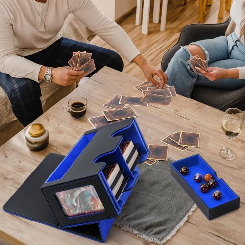 Introducing the New AWESOPAL Deck Case! This Upgraded Deck Case Features Two Magnetic Holders, Two Display Windows, a Large Dice Tray, and Four Compar