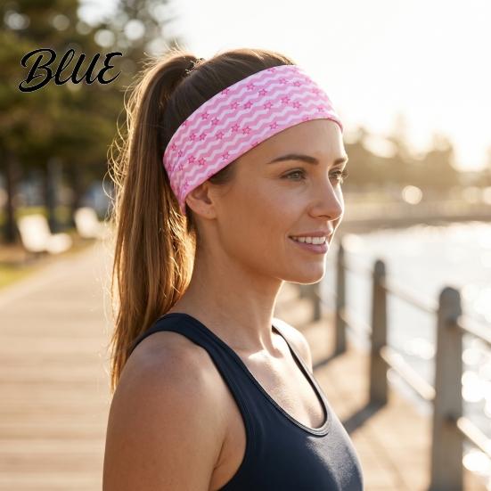 Hair Fixing Tools for Face Washing Elastic Wide Headband Women Non-Slip Stretchy Band with Star Brimmed Holders Wave Print Yoga Running Sports