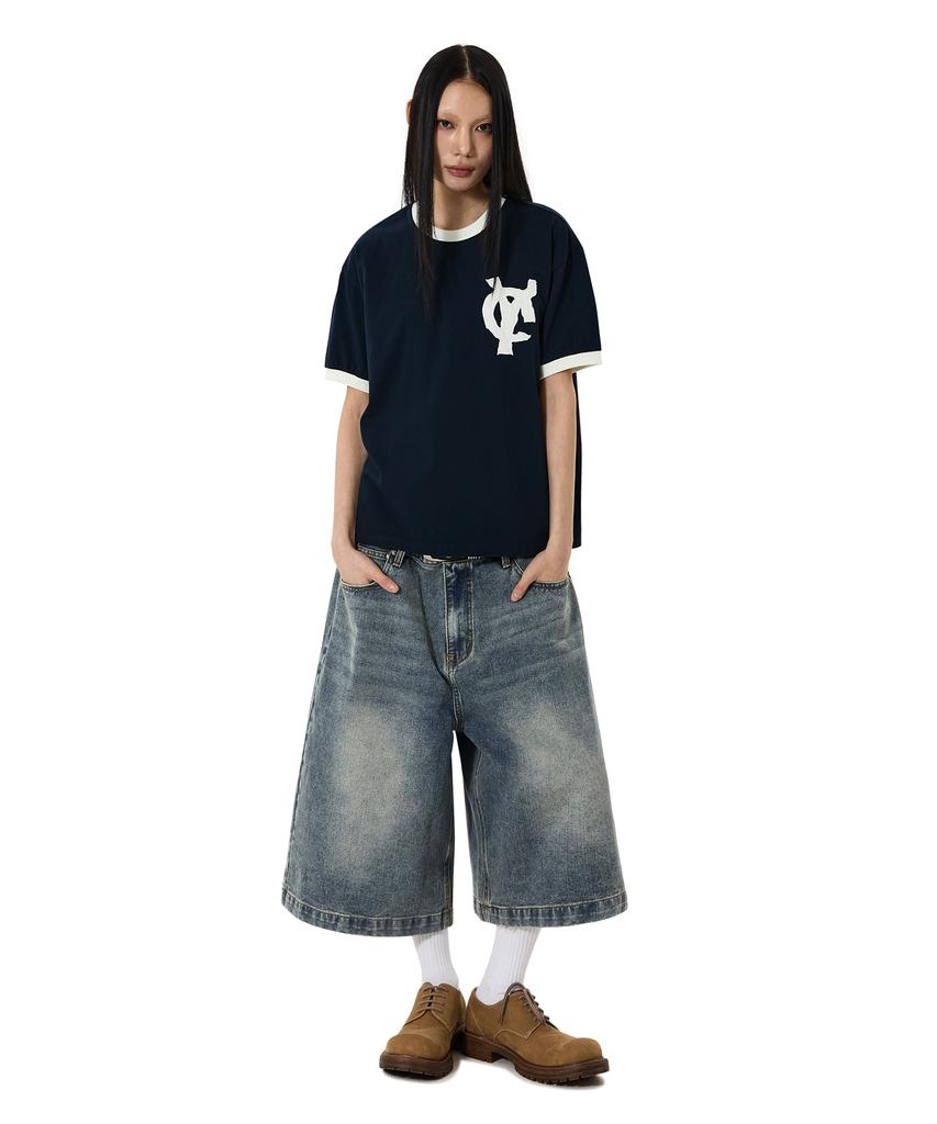 Opeunyadeu(Owai) Logo Patch Ringer Tee - Navy