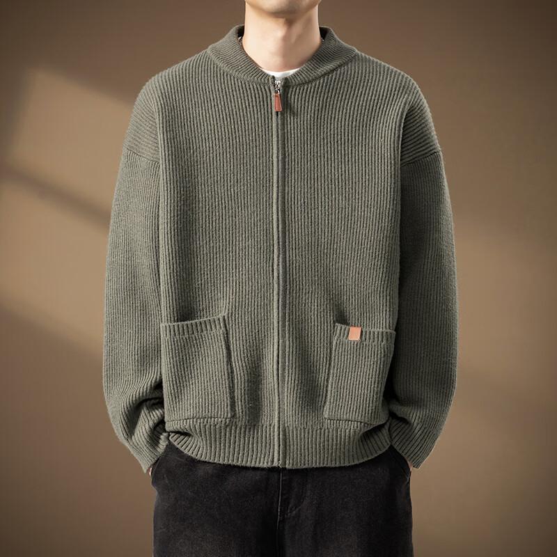 LRT Men's Baseball Collar Knit Cardigan