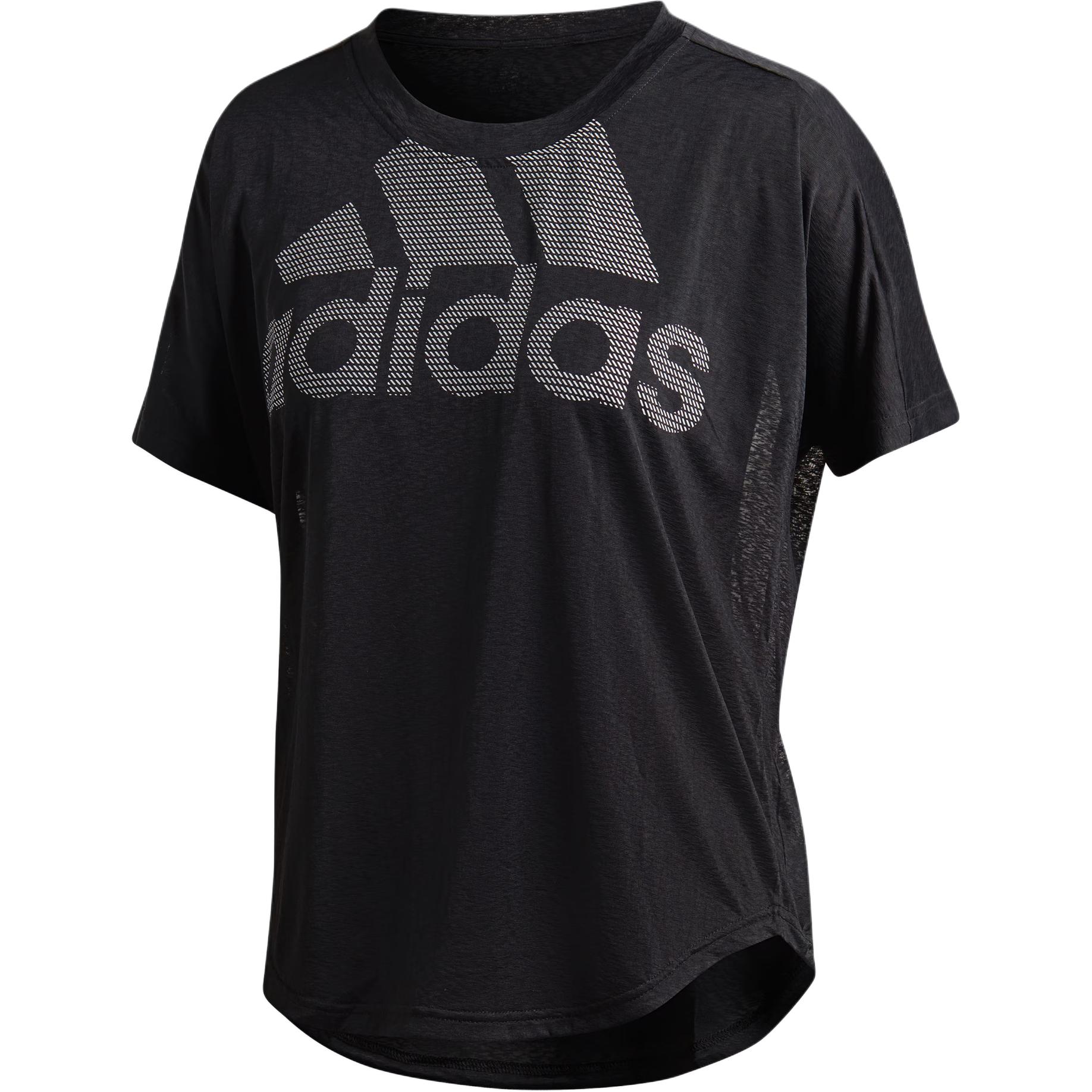 

Adidas Дышащая футболка с круглым вырезом и коротким рукавом Женские топы Черный CW3874 L