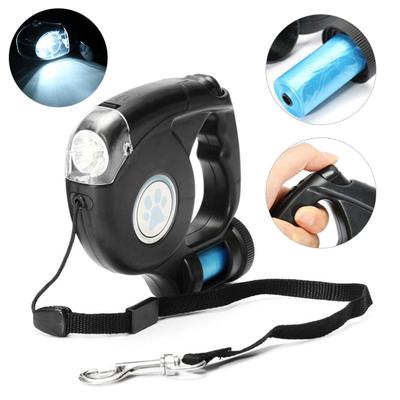 Coleira LED para Cães Com Saco para Lixo Coleira Automática para Animais de Estimação para Cães Gatos Segurança para Viagens Noturnas Corda de Tração para Animais de Estimação 4,5M Acessórios para Cães