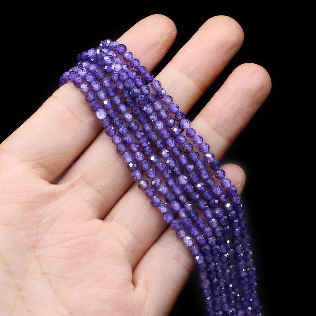 Facettierte Perlen aus Naturstein, Zirkon, kleine Perlen, 3 mm, Charms für Schmuckherstellung, DIY-Halskette, Armband, Ohrringe, Zubehör