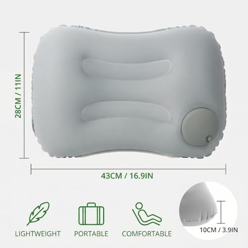 UWJOWP Inflatable Neck Pillow 2-Pack Travel Pillow for Airplane Train Camping Gray+Navy 34x22cm