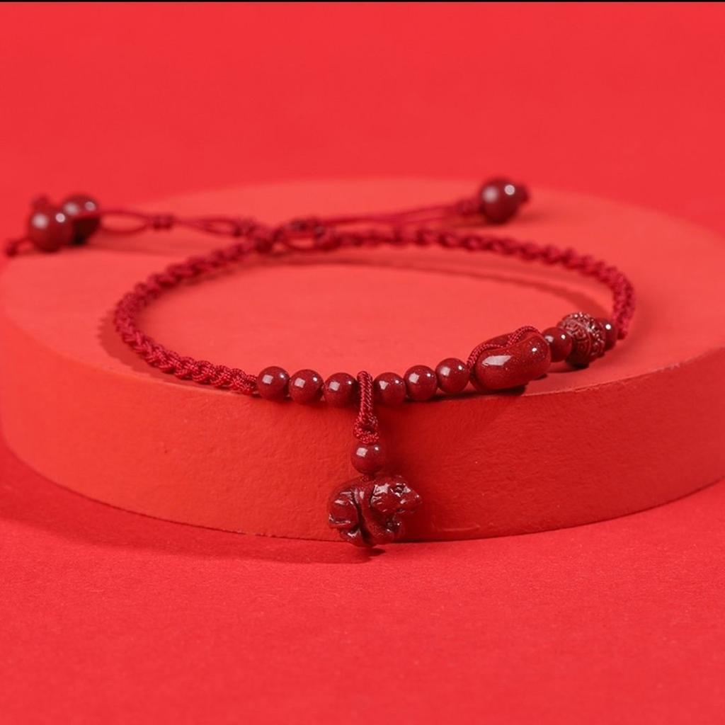 Men's and Women's Zodiac Natural Cinnabar Red Rope Anklet Female Girlfriend Anklet Female