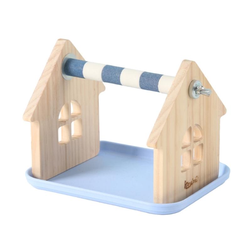 Solid Wood Parrots Resting Perch Sanded Surfaces Design Trimming Stand For Nail Beak Trimming And Interaction Activity Toy
