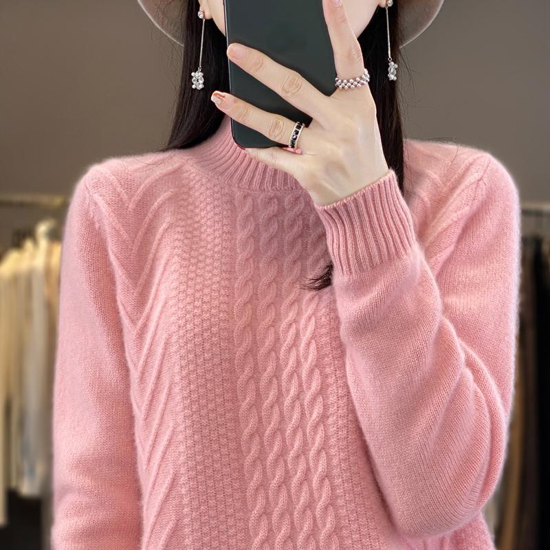 Damen Kaschmirpullover Qinghe Kaschmir 30% Kaschmir 70% Wolle warm und modisch Allrounder Herbst und Winter