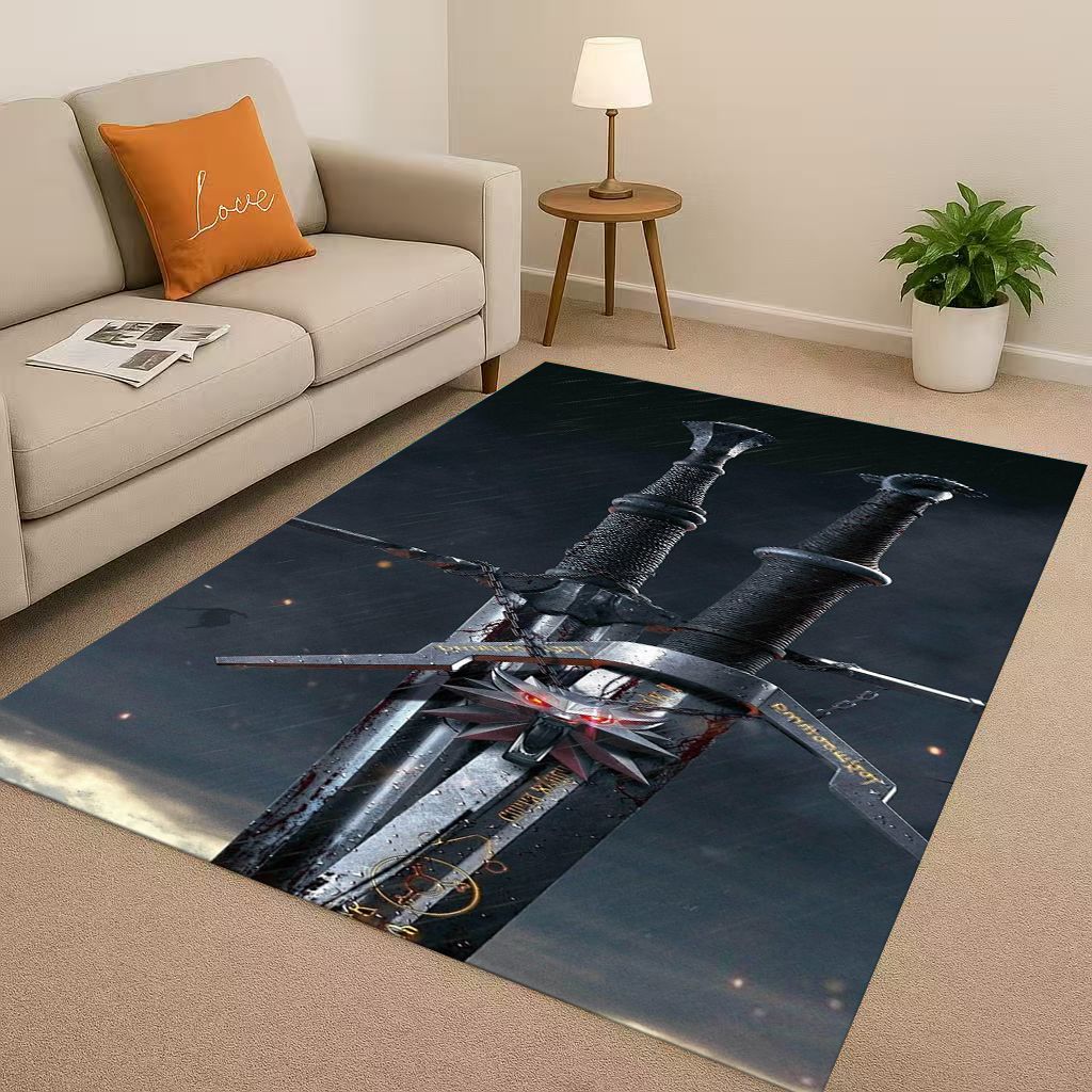 3D The W-Witcher Game Geralt Gamer Cartoon Living Room Non-Slip Area Rug Carpet for Bedroom Playroom Sofa,Home Doormat Kid Gift