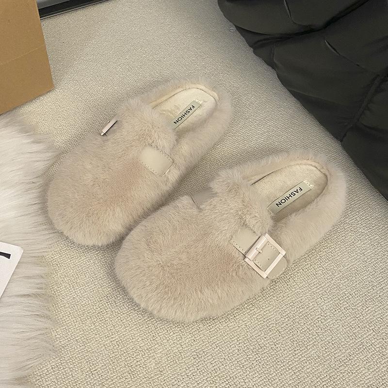 Mao Mao Hausschuhe Damen Oberbekleidung 2025 neu Herbst und Winter Ein-Pedal Mode Aus Tasche Kopf Halb Schlepp Baumwollhausschuhe Mao Mao Schuhe