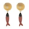 Summer Dangle Earrings Boho Beach Holiday Jewelry Gift Elegant Fish Pendant Earrings  for Women