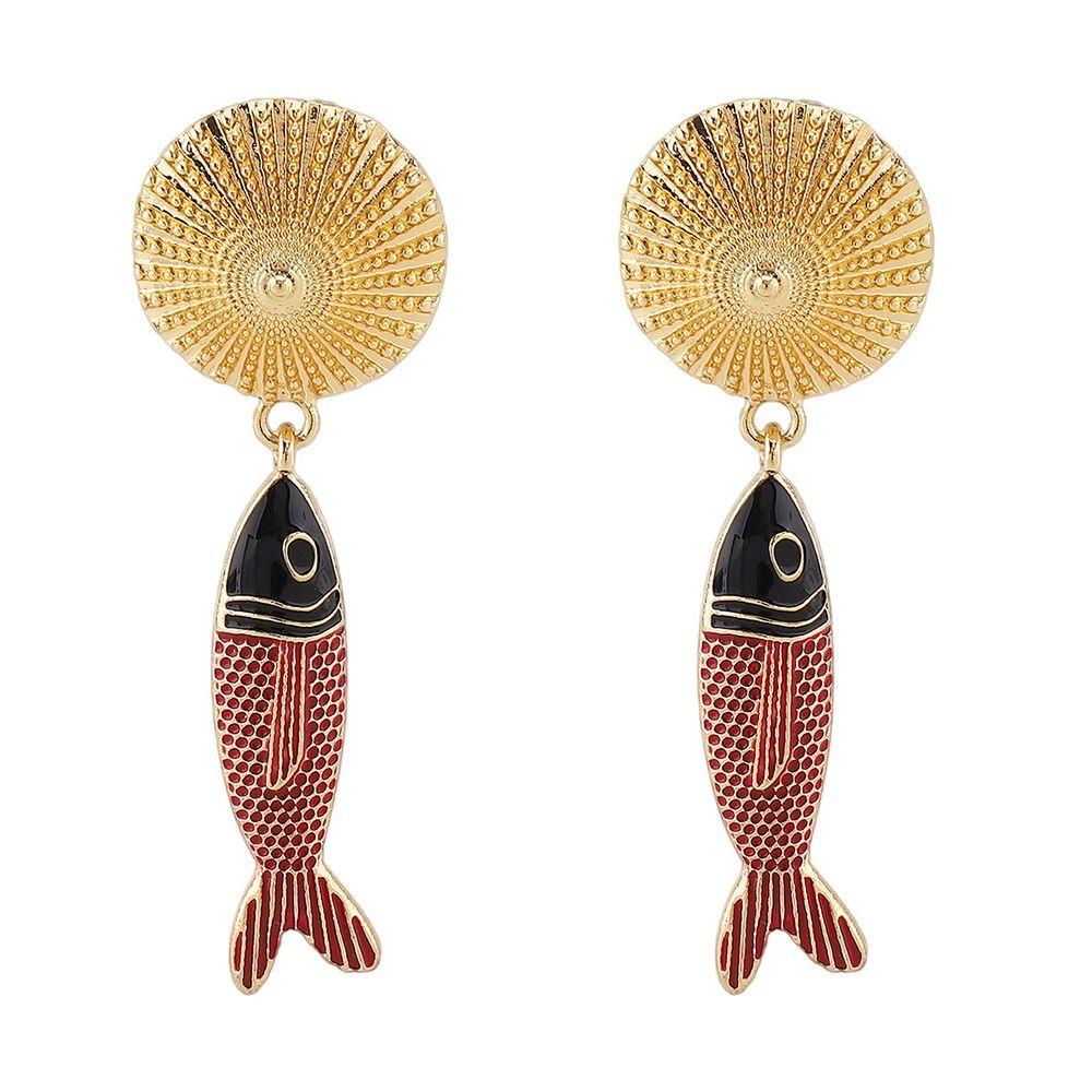 Summer Dangle Earrings Boho Beach Holiday Jewelry Gift Elegant Fish Pendant Earrings  for Women