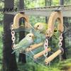 Sturdy Parrot Swing Toy, Bird Cage Perch, 5 Wooden Perch Poles, Acrylic Hanging Toy Frame with Bells for Small Medium Parrots Budgies Cockatiels