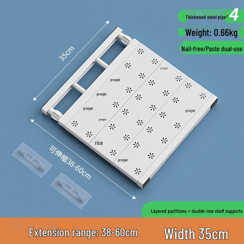 Wardrobe Divider No-Punch Shelf Storage Rack for Dormitory Cabinets and Shoe Organizers