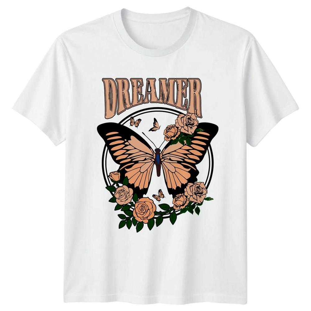 Dreamer Unisexs TShirt Butterfly Roses Nature Gift For Her S