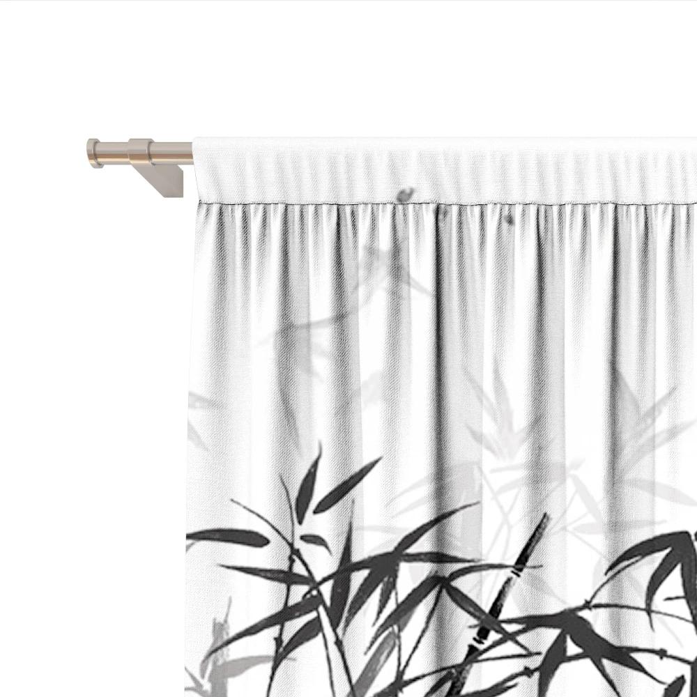 Home Decoration Curtains Polyester Ink Painting Pole Bag Kitchen Coffee Shop Living Room Balcony Elegant Made Of Area Window Treatment