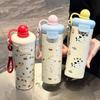 316 Stainless Steel Insulated Straw Cup for Women & Students - Cute Cartoon Water Bottle with Handle for Outdoor Use.