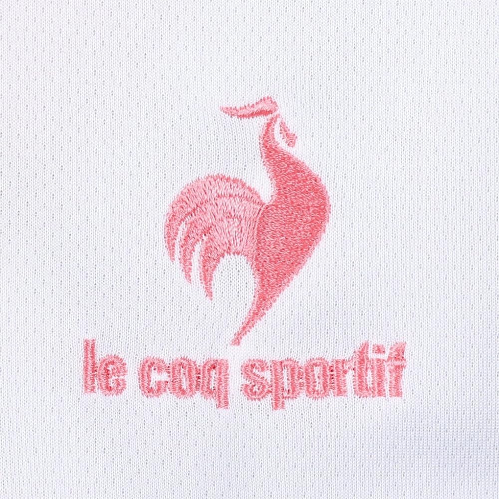 Le Coq Sportif Short Sleeve T-Shirt, Sweat Absorbent, Quick Drying, Stretch, One Point Training, Running, Women's, UV Protection, UPF15 WHT (New