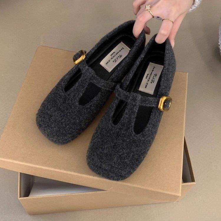 Retro Mary Jane Shoes Women's 2025 Autumn and Winter New French Temperament Ballet Single Shoes Square Head T with Soft Sole Evening Shoes