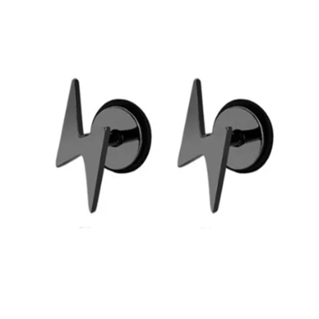 2Pcs 16G Stainless Steel Lightning Bolt Stud Earrings Unisex High Polished Flat Back Cartilage Tragus Helix Jewelry