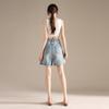 RAIN.CUN Petite Distressed High-Waist Relaxed Fit Denim Shorts