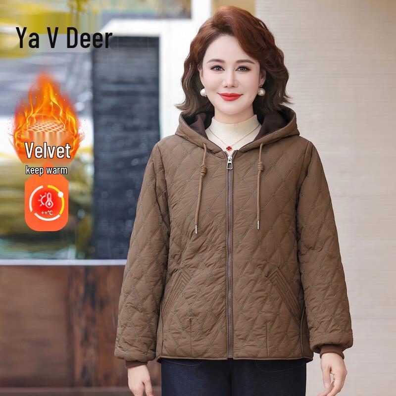 Yalu Women's Winter Fleece-Lined Hooded Padded Short Jacket
