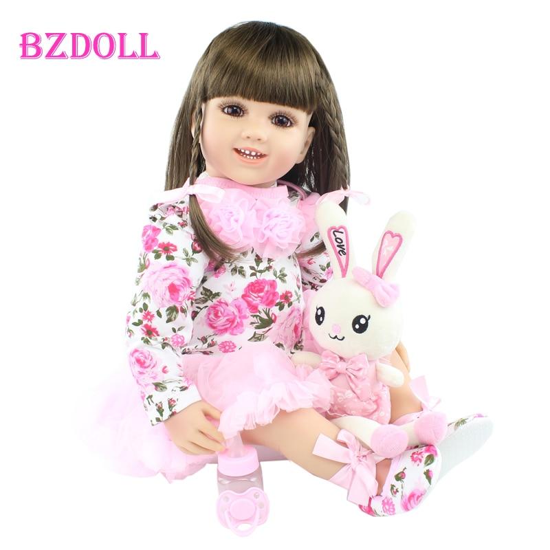 BZDOLL 60cm Soft Silicone Reborn Baby Doll Toys Like Real Vinyl Princess Toddler Alive Bebe Girl Bonecas Kids Birthday Gift