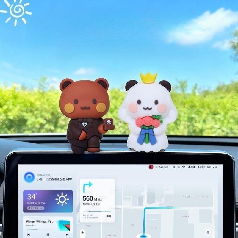 Bubu and Dudu Panda Bear Figure Doll Wedding Figurine Kawaii Action Toy Collection Ornaments for Fans Girls Children Gift