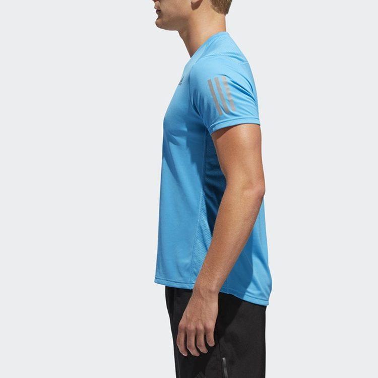 adidas T Shirts Men's Aqua Blue Crew Neck Moderate Straight Fit DX1313