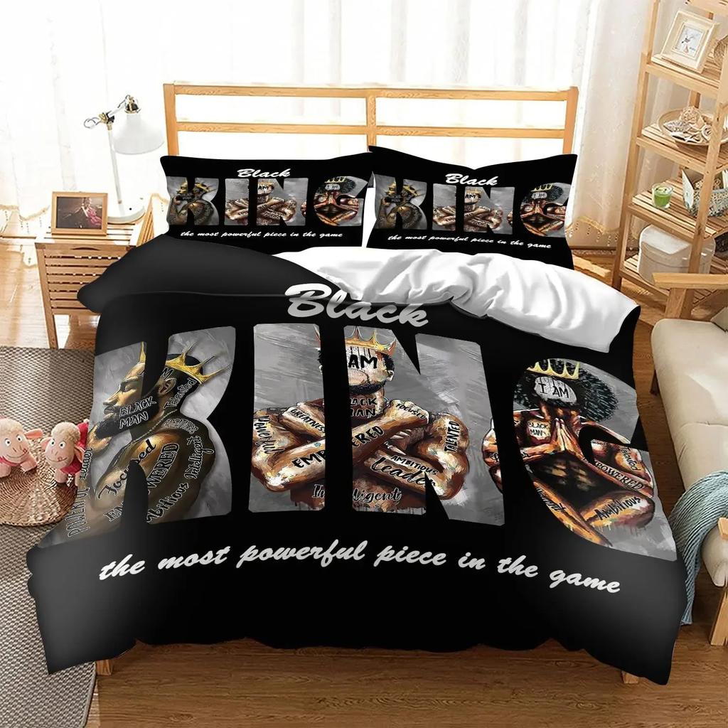 Afroamerikanisch Schwarz Bettbezug Set King Queen Full Size,Schwarzes Paar Weiches Bettwäscheset,Geburtstag Weihnachten Bettdeckenbezug Set