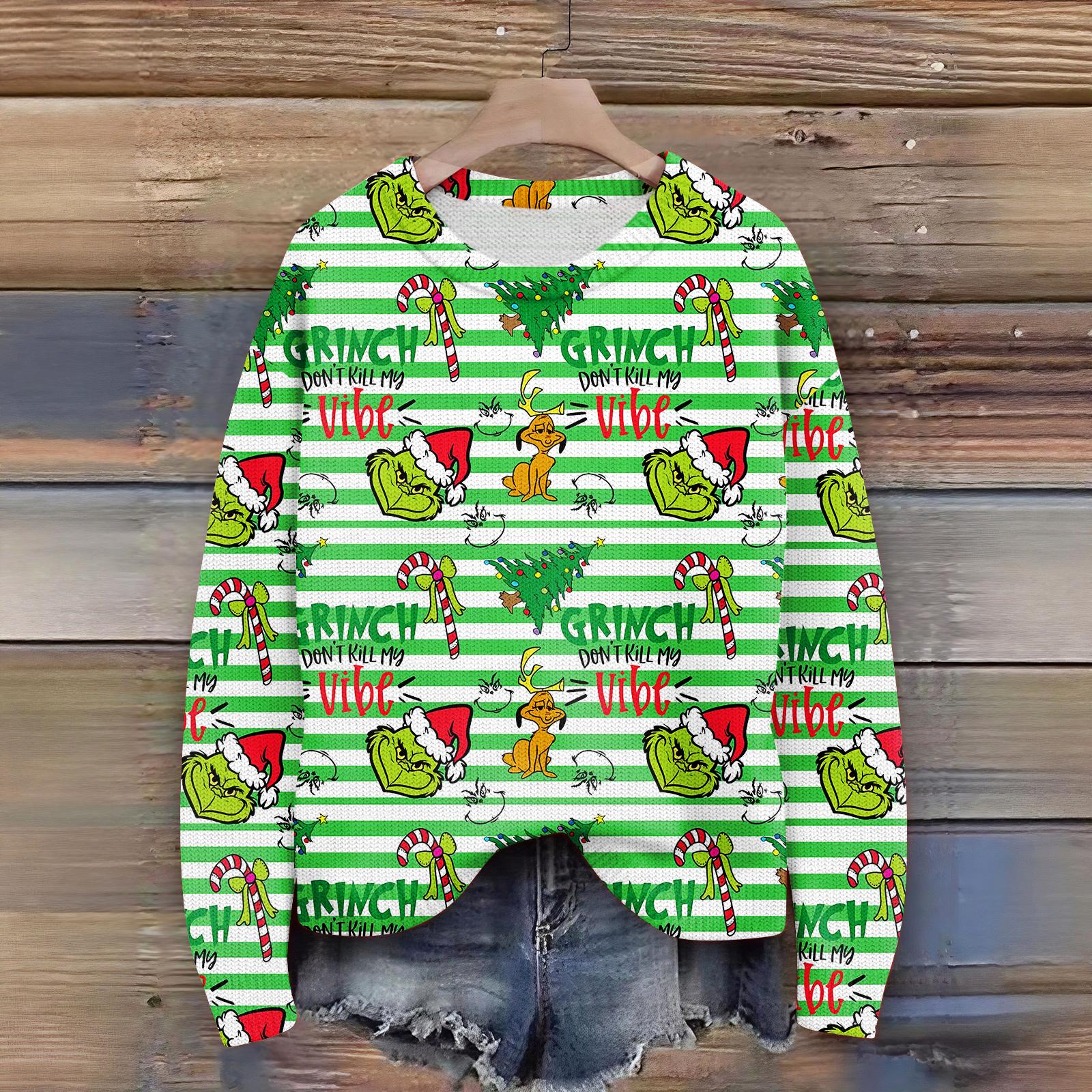 

Пуловеры с длинным рукавом для женщин, с круглым вырезом, повседневные, милые, с принтом, вязаные, оверсайз S