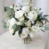 24Pcs Artificial Eucalyptus Stem Branches Round Eucalyptus Leaf with White Flower Decor Artificial Wedding Decor Plant