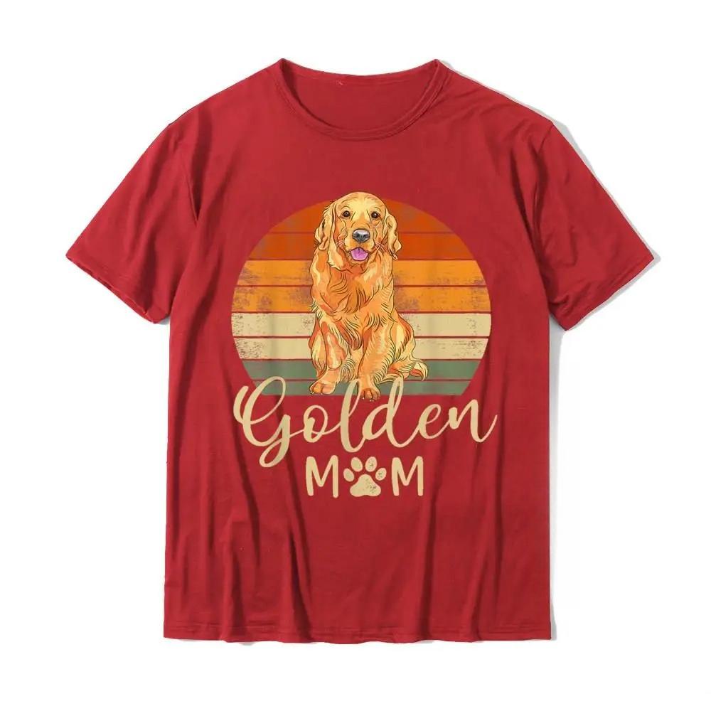 Golden Mom Retro Sunset Golden Retriever Lover Gift Dog Mama T-Shirt Top for Women Aesthetics Tops Shirts Slim Fit Y2k Family