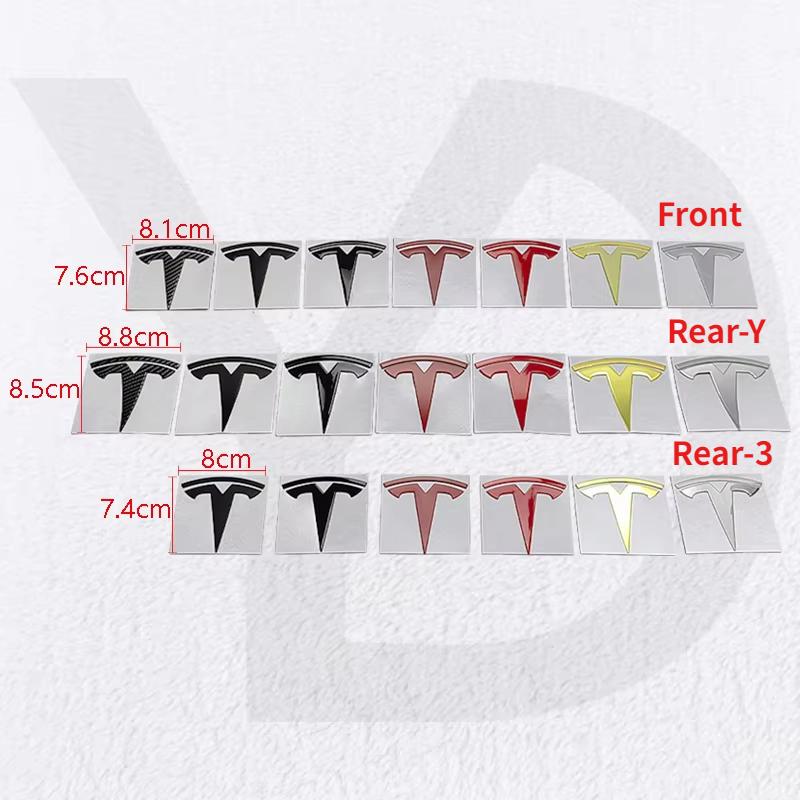 For Tesla Model 3 S X Y Roadster Cybertruck Metal Car Front Hood Cover Emblem Sticker Styling Auto Rear Trunk Badge Accessories