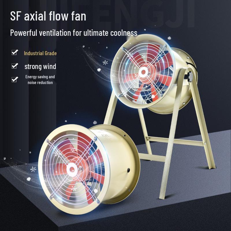 High-Temperature Axial Flow Kitchen Ventilation Fan, 380V/220V Industrial Exhaust, Silent Duct Type