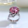 Longlongjin 925 Silver 7.5 Carat Rouge Pink Lotus Women's Ring
