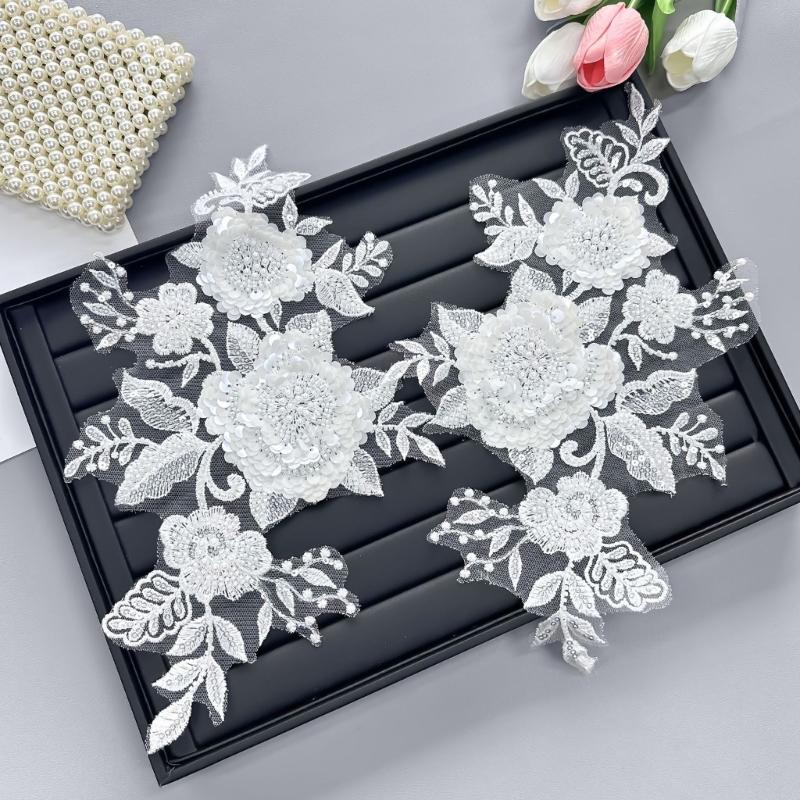 Sewing On Iron On Flower Patches with Sequins Embroidery for Easy Crafting Projects Polyester